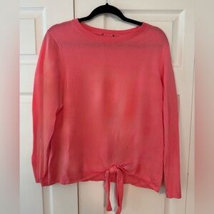 Talbots Pink Relaxed Tie Front Sweater